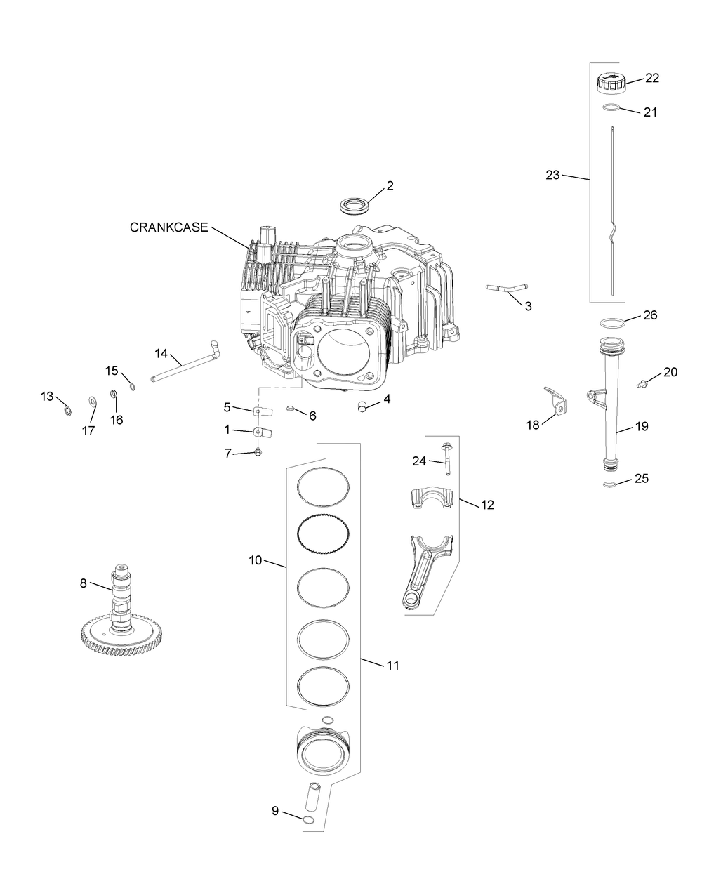 Kohler Cv732-3015 Crankcase Diagram and Parts List for Z-FORCESZ48 (53ATDFJB-53ATDFJB050)(2014) Cub Cadet Lawn Tractor